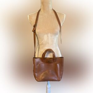 Portland Leather Brown Crossbody Mini Tote
